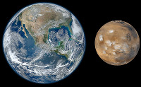Groessenvergleich Erde-Mars