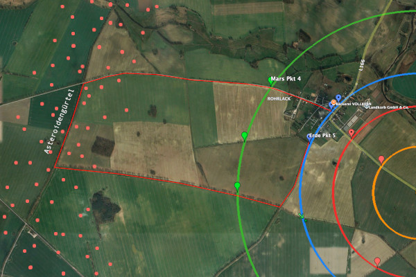 Wanderung im Planetenmodell Ro-Vi Mars - Asteroiden - Mars